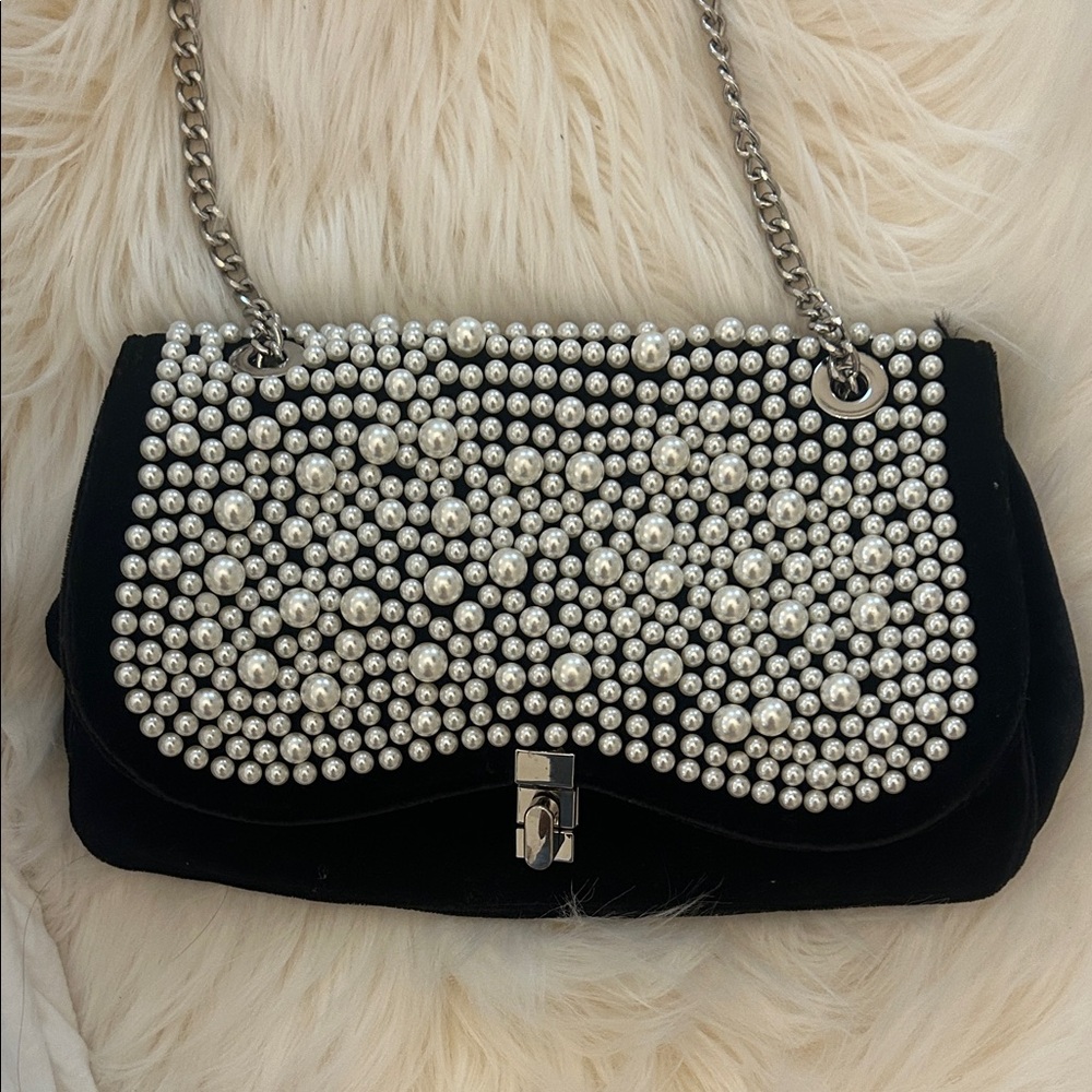 NWOT Zara Black Pearl Bag